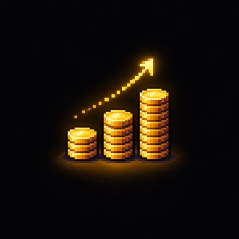 Ícone em pixel art da seção Mercado. Imagem gerada por inteligência artificial.